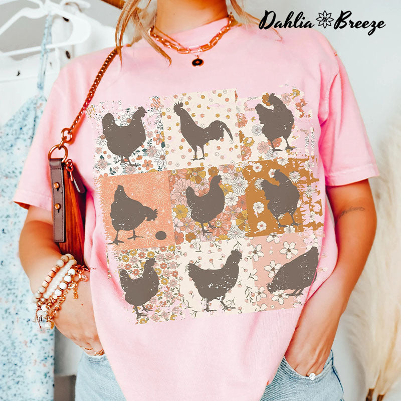 T-shirt poulets de ferme vintage