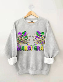 Mardi Gras Skelett Hände Sweatshirt