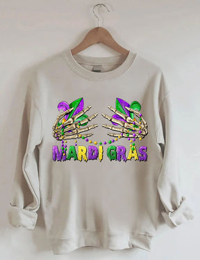 Mardi Gras Skelett Hände Sweatshirt