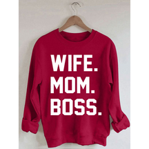 Langarm-Sweatshirt mit Aufdruck „Frau Mama Boss“.