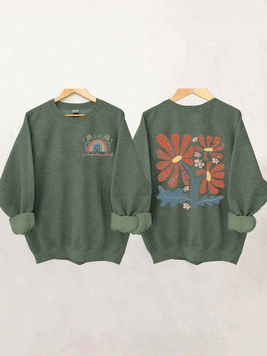 Grandissez à travers ce que vous traversez Boho Flowers Sweatshirt