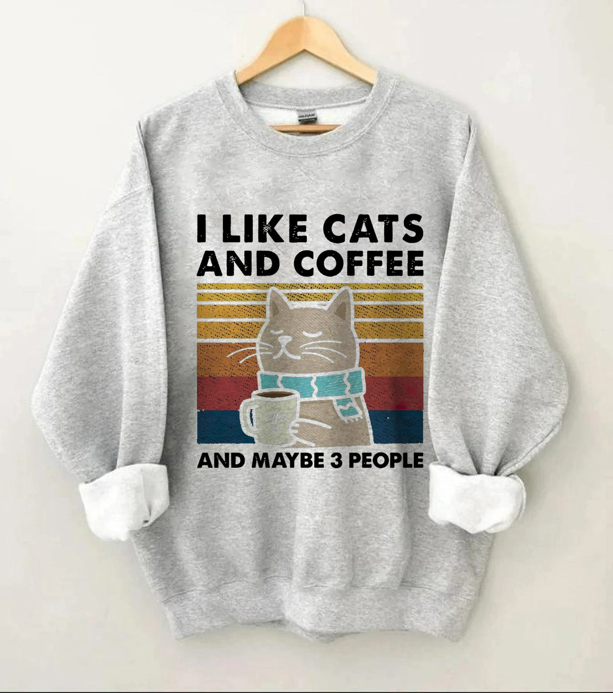 Ich mag Katzen und Kaffee-Sweatshirt 