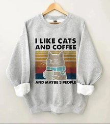Ich mag Katzen und Kaffee-Sweatshirt 