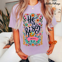 He Is Risen Retro Flower T-shirt