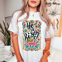 He Is Risen Retro Flower T-shirt