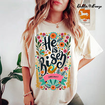 He Is Risen Retro Flower T-shirt