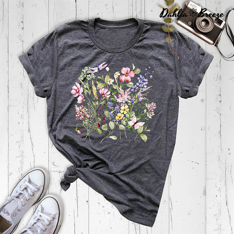 T-shirt amoureux de la nature de fleurs sauvages