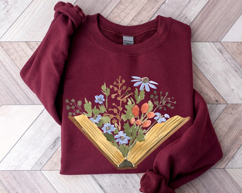 Wildblumen-Buch-Sweatshirt