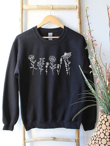 Blumen-Sweatshirt mit Rundhalsausschnitt