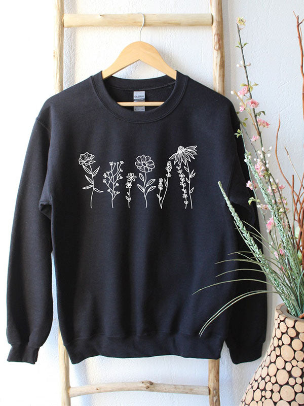 Blumen-Sweatshirt mit Rundhalsausschnitt