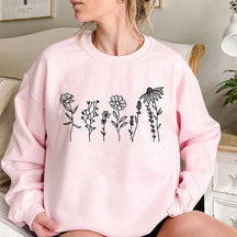 Blumen-Sweatshirt mit Rundhalsausschnitt