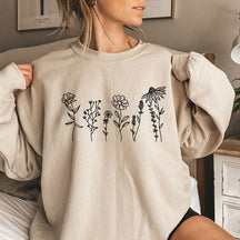 Blumen-Sweatshirt mit Rundhalsausschnitt