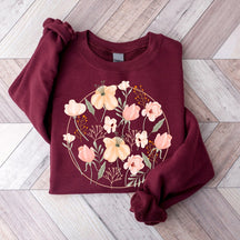 Sweat-shirt décontracté imprimé fleurs sauvages