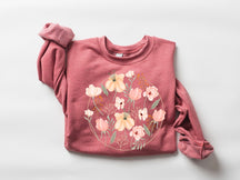 Sweat-shirt décontracté imprimé fleurs sauvages