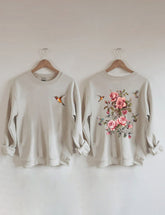 Sweat-shirt fleurs sauvages et oiseaux