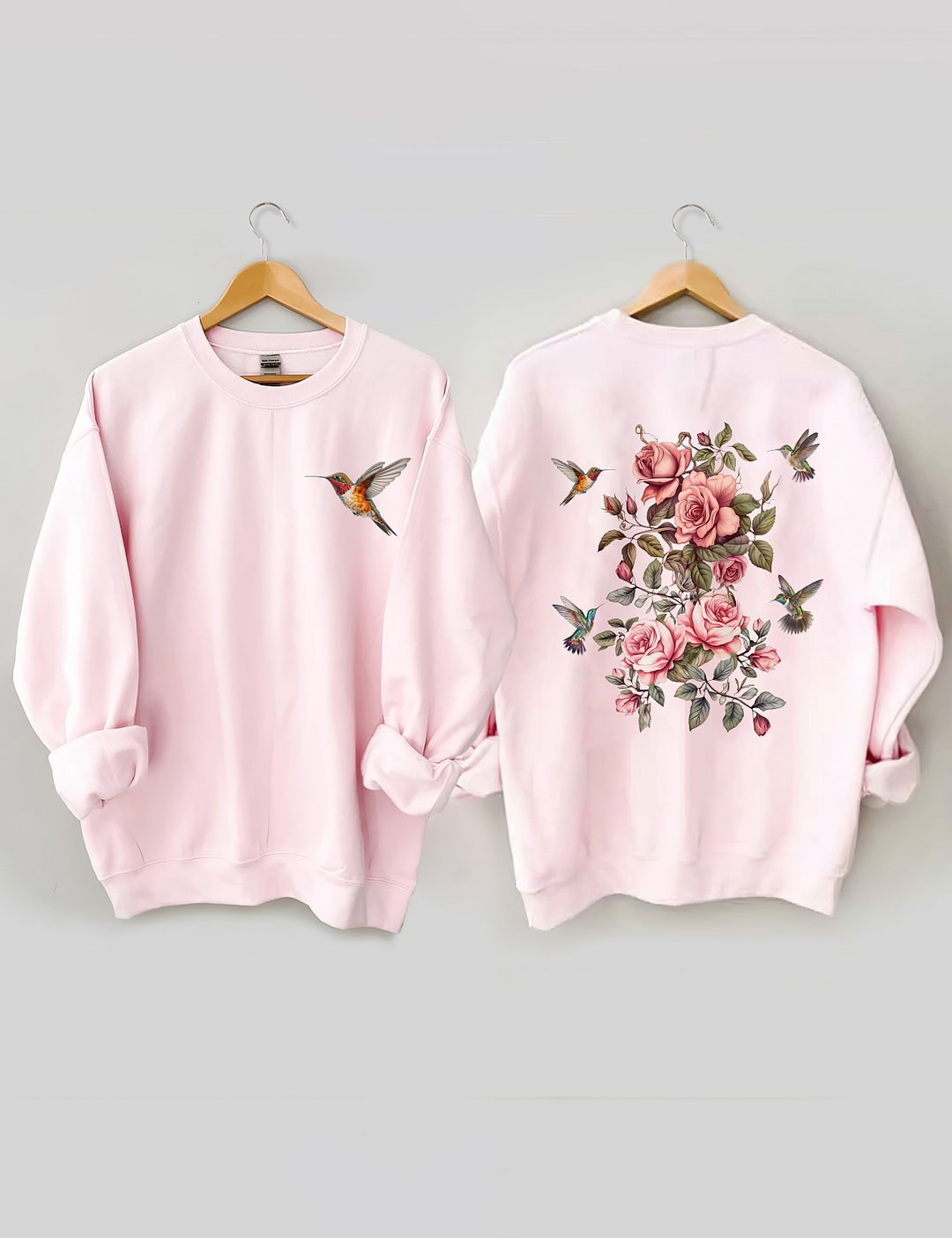 Sweat-shirt fleurs sauvages et oiseaux