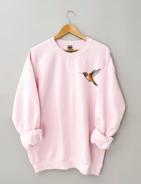 Sweat-shirt fleurs sauvages et oiseaux