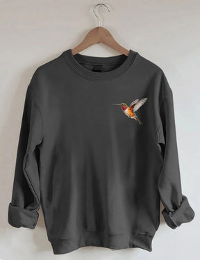 Sweat-shirt fleurs sauvages et oiseaux
