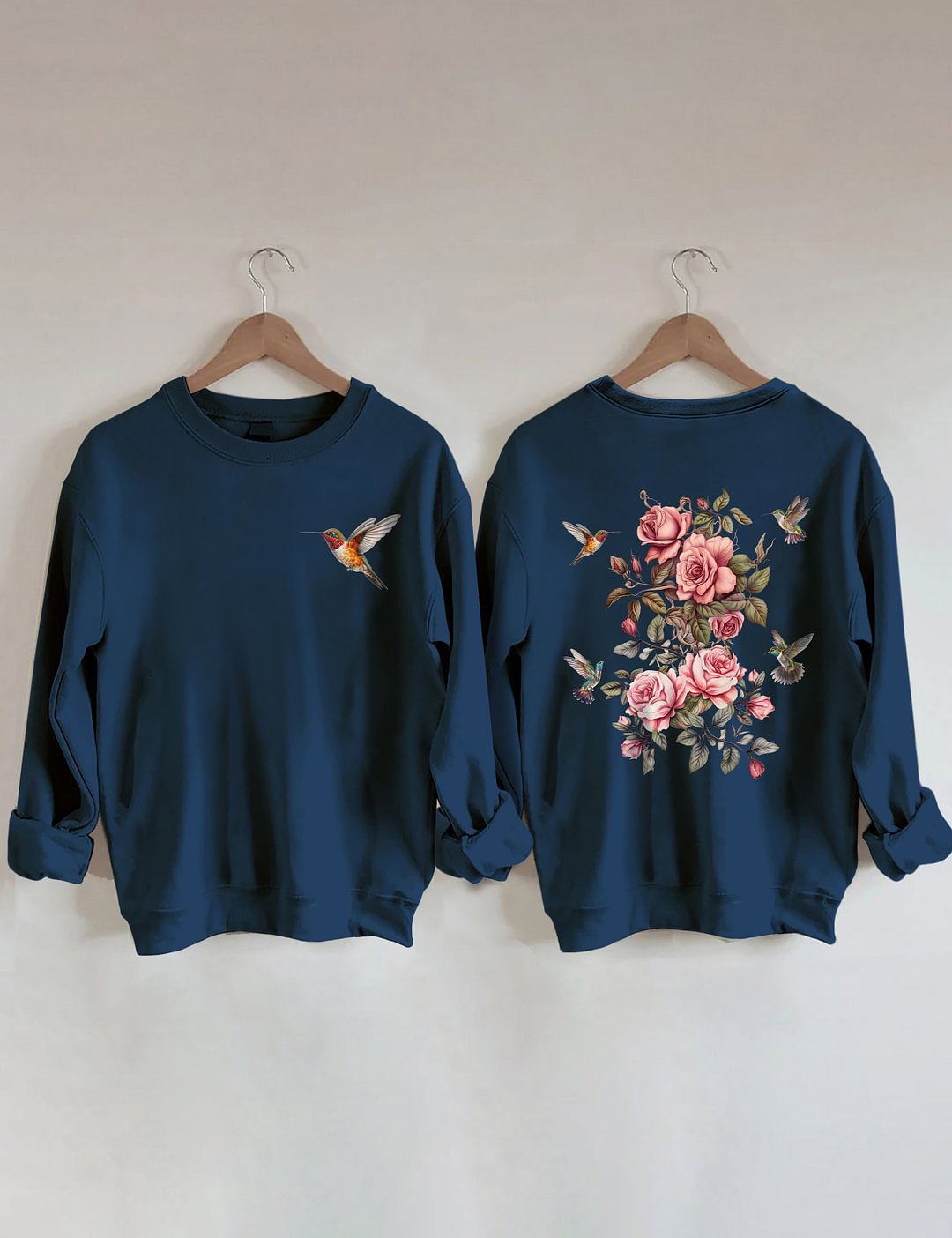 Sweat-shirt fleurs sauvages et oiseaux