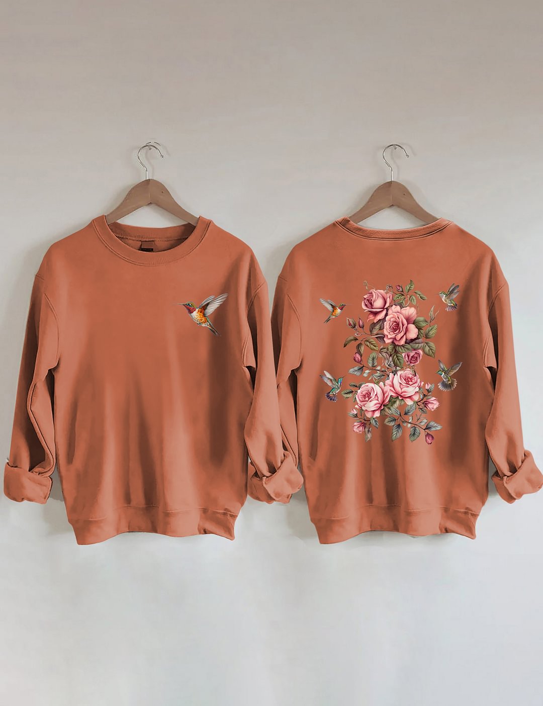 Sweat-shirt fleurs sauvages et oiseaux