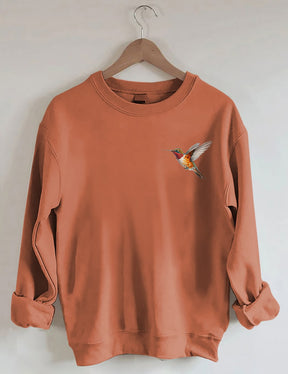 Sweat-shirt fleurs sauvages et oiseaux