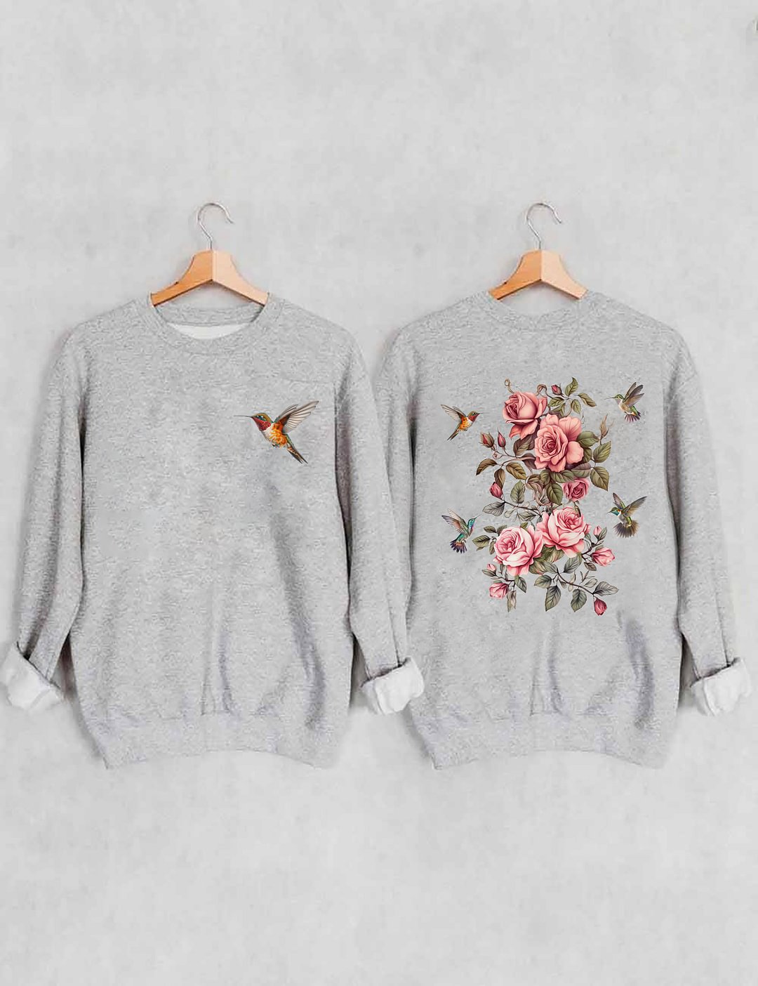 Sweat-shirt fleurs sauvages et oiseaux