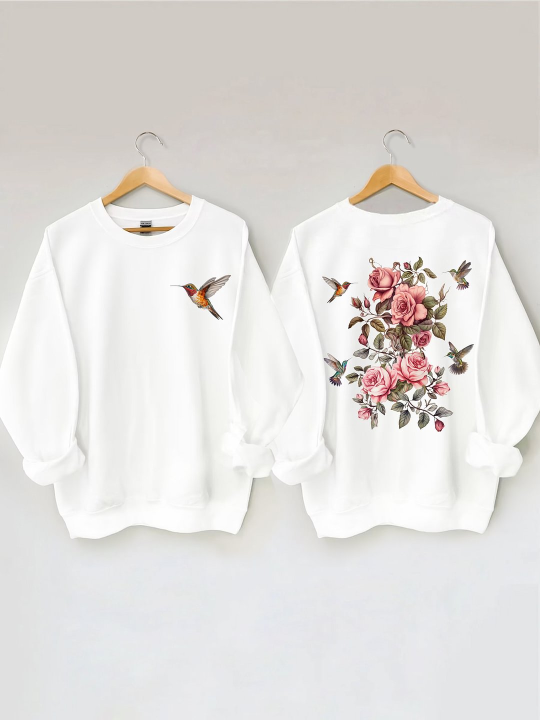 Sweat-shirt fleurs sauvages et oiseaux