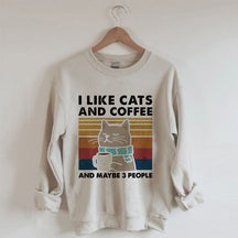 Ich mag Katzen und Kaffee-Sweatshirt 