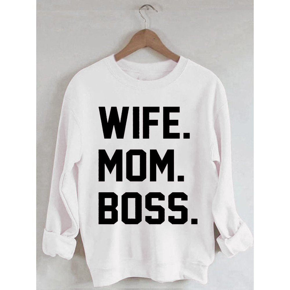 Langarm-Sweatshirt mit Aufdruck „Frau Mama Boss“.