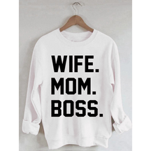 Langarm-Sweatshirt mit Aufdruck „Frau Mama Boss“.