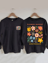 Sweat-shirt Boho à col rond et fleurs sauvages