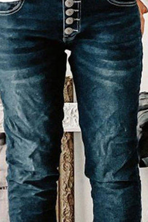 Geknöpfte Jeans mit geradem Bein und Rollsaum