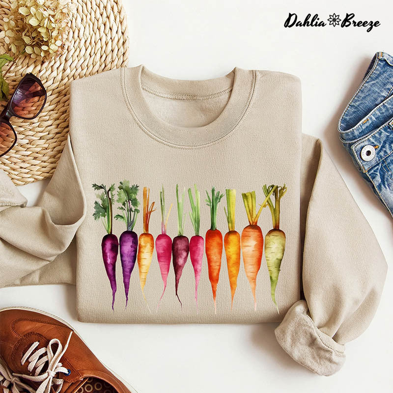 Carottes Aquarelle Légumes Jardinage Sweatshirt