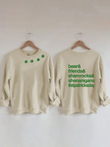 St. Patrick's Day Lucky Shamrocks Print Sweatshirt
