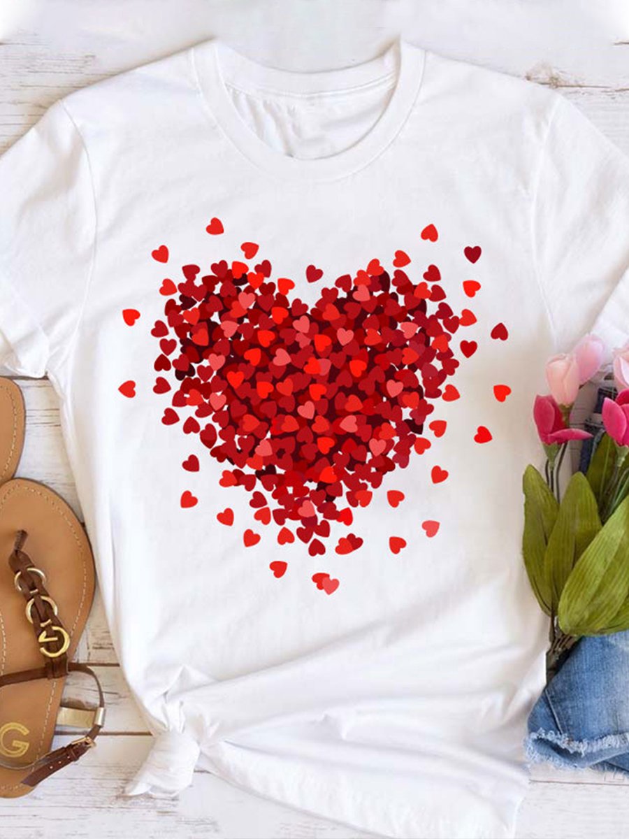Lässiges T-Shirt mit Valentinstag-Kunstdruck