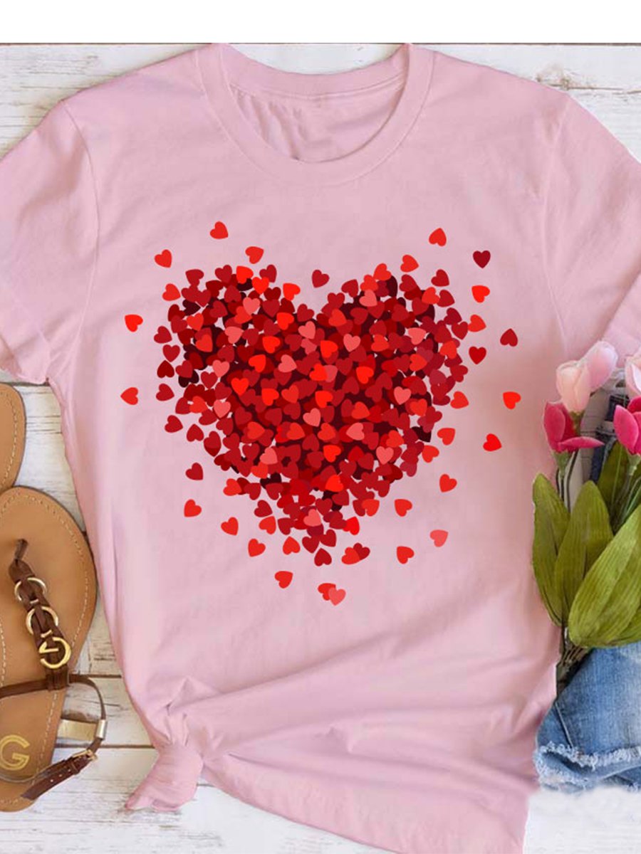 Lässiges T-Shirt mit Valentinstag-Kunstdruck