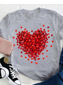 Lässiges T-Shirt mit Valentinstag-Kunstdruck