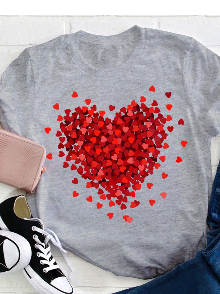 Lässiges T-Shirt mit Valentinstag-Kunstdruck