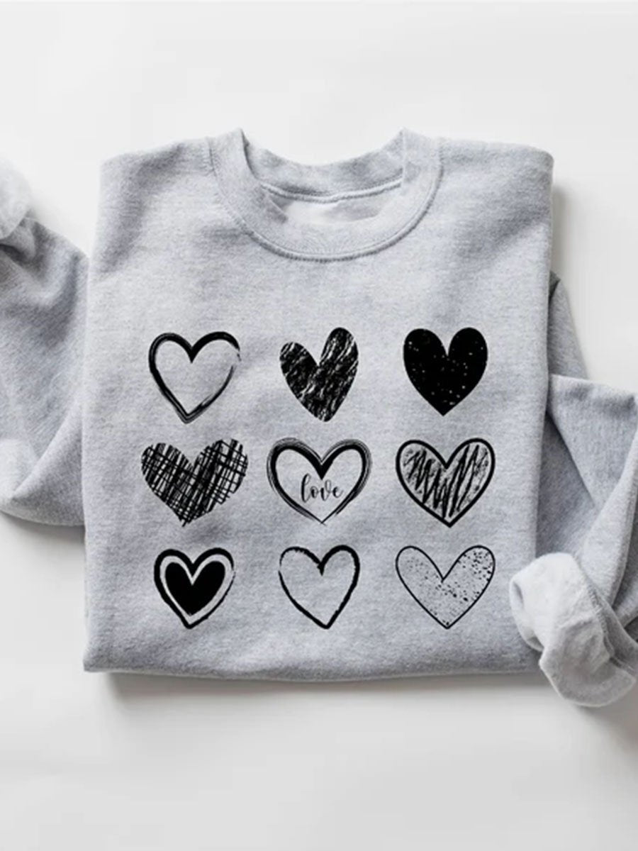 Valentinstag-Paar-Love-Print-Sweatshirt
