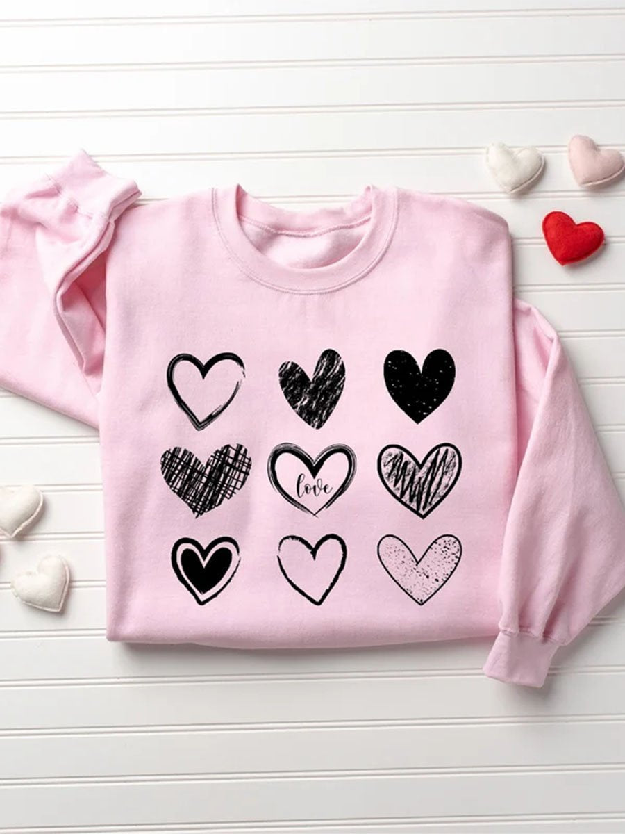 Valentinstag-Paar-Love-Print-Sweatshirt