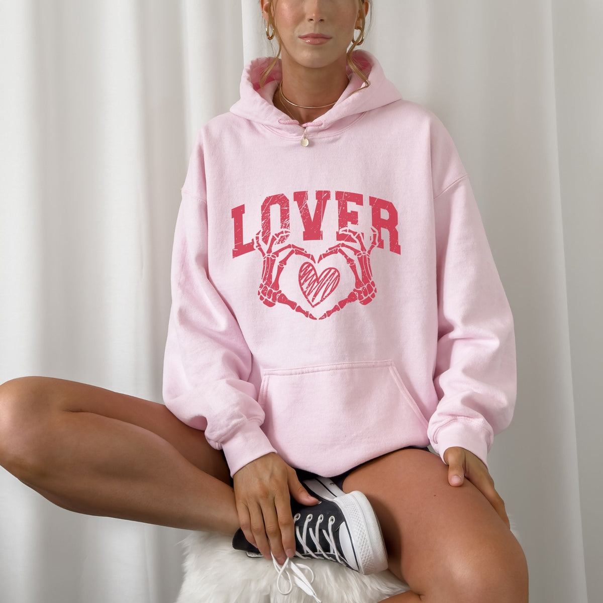 LOVER Skelett-Herz-Valentinstag-Grafik-Hoodie