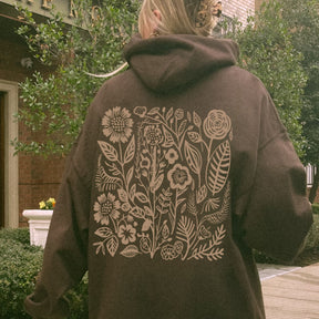 Sweat à capuche nature fleurs sauvages