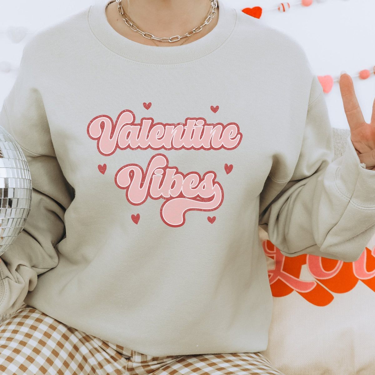 Valentine Vibes Valentines Grafik-Sweatshirt